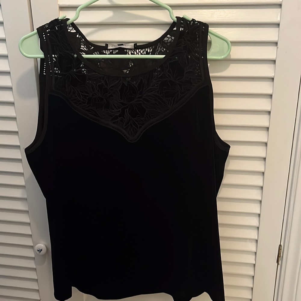 Black velvet with lace sleeveless top